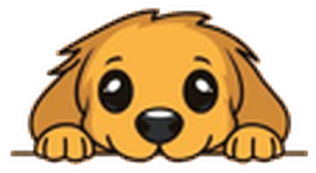 Golden retriever puppy peeking over the top